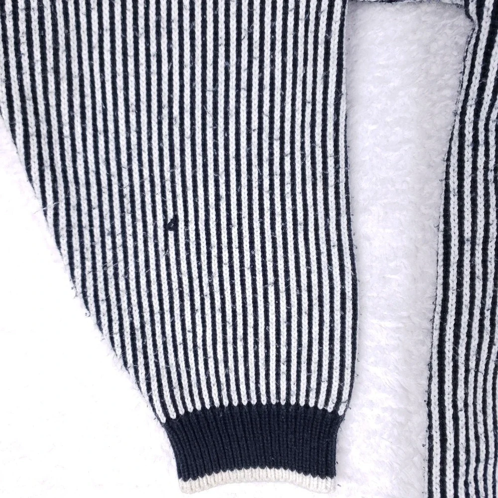 Vintage Jed Cardigan Sweater Striped Navy‎ White Knit Button Front Taiwan M